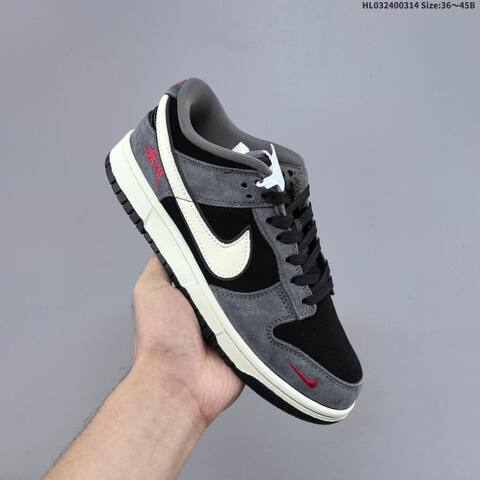 Nike SB Dunk Low Black Grey White Red EU 36-45 Skate Shoe - Unisex (BS-61313)