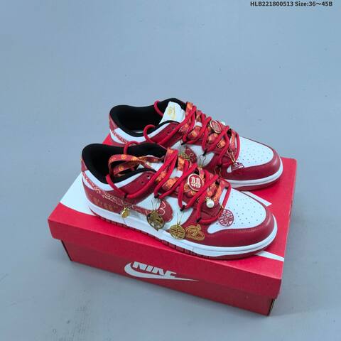 Nike Dunk Low Red White Gold Black EU 36-45 Skate Shoe - Unisex (BS-60347)