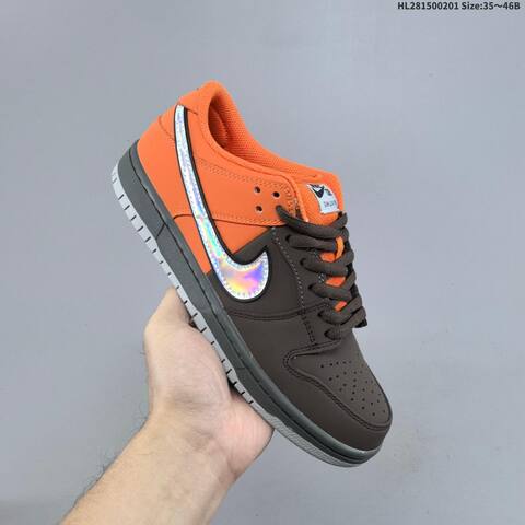 Nike SB Dunk Low Pro Dark Brown Orange Iridescent Grey EU 35-46 Skate Shoe - Unisex (BS-61600)