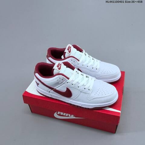 Nike SB Dunk Low White Dark Red EU 36-45 Skate Shoe - Unisex (BS-60994)