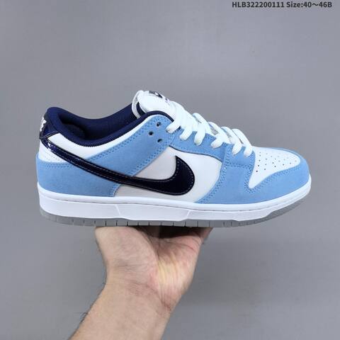 Nike SB Dunk Low Pro White Light Blue Navy Blue Grey EU 40-46 Skate Shoe - Men's (BS-62059)
