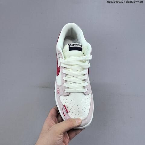 Nike Dunk SB Low Supreme Sail Light Pink Red Navy EU 36-45 Skate Shoe - Unisex (BS-61111)