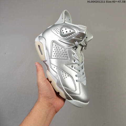 PSG x Air Jordan 6 Retro Silver Metallic AIR JORDAN 6 Aj6 Lifestyle (BS-67491)