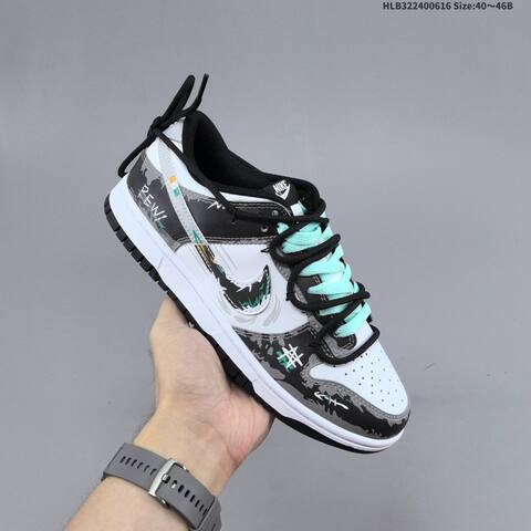Nike SB Dunk Low DIY Custom White Black Grey Mint Green EU 40-46 Skate Shoe - Men's (BS-59908)