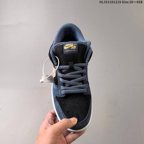 Nike SB Dunk Low Pro HF3063-002 Black Navy Blue Beige White EU 36-45 Skate Shoe - Unisex (BS-62566)