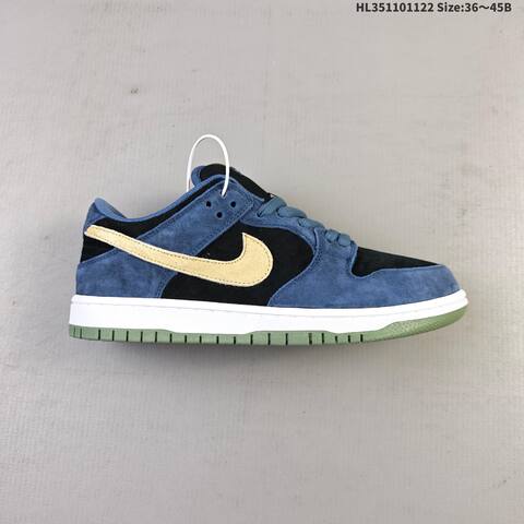 Nike SB Dunk Low Pro Black Blue Gold White Olive EU 36-45 Skate Shoe - Unisex (BS-63255)
