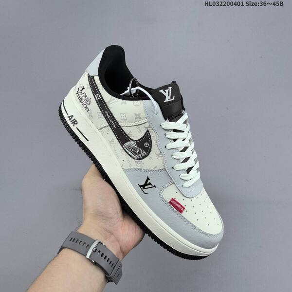 Nike Air Force 1 Low off white light grey black red EU 36-45 skate shoe