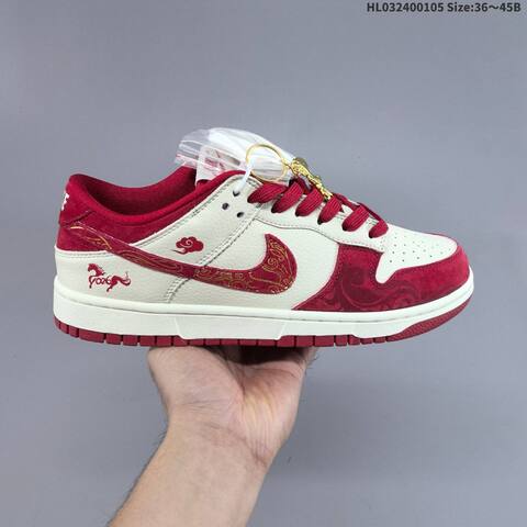 Nike Dunk Low Black White Red EU 36-45 Skate Shoe - Unisex (BS-62232)
