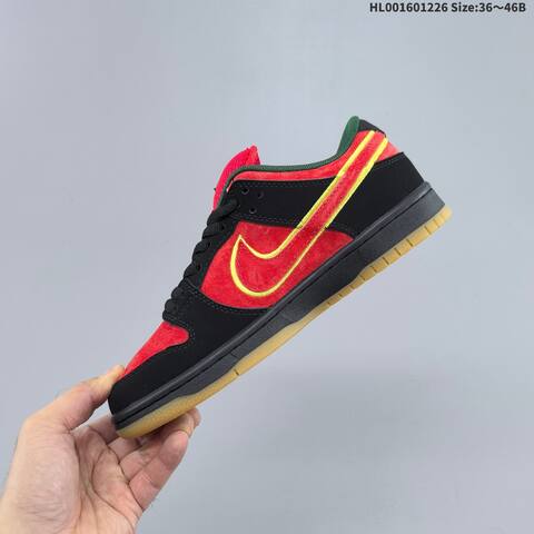 Nike SB Dunk Low Pro Red Black Green Yellow Gum EU 36-46 Skate Shoe - Unisex (BS-62440)