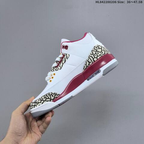 Air Jordan 3 Retro Cardinal Red AIR JORDAN 3 Aj3 Lifestyle (BS-66684)