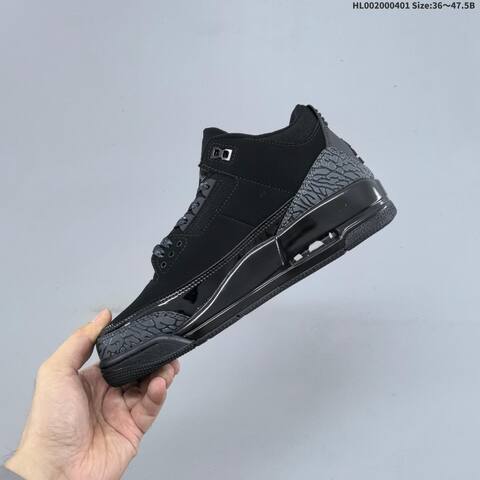 Air Jordan 3 Retro Black Cat Replica AIR JORDAN 3 Aj3 Lifestyle (BS-66368)
