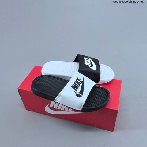 Nike Benassi Swoosh White Black EU 36-45 Slides - Unisex (BS-61038)