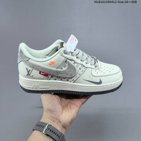 Nike Air Force 1 07 LV8 Light Grey Off White Red Black EU 36 45 Skate Shoe EU 36-45 - Unisex (BS-60803)