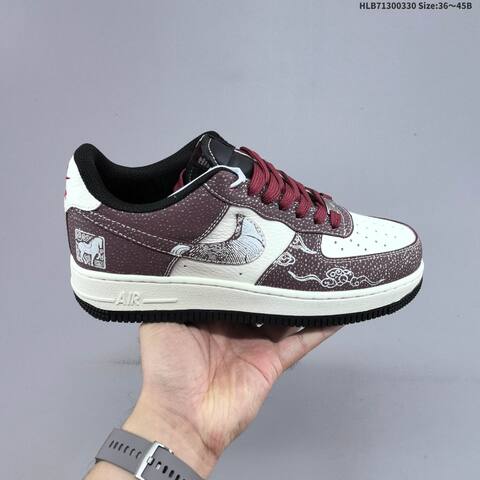 Nike Air Force 1 07 Low Off White Red Silver Burgundy Black EU 36-45 Sneaker - Unisex (BS-61023)