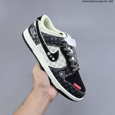 Nike SB Dunk Low Black White Grey Red EU 36-45 Skate Shoe - Unisex (BS-61996)