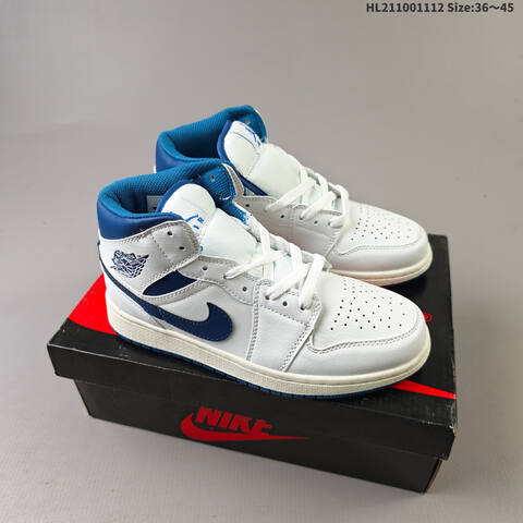 Air Jordan 1 Mid White Blue AIR JORDAN 1 Aj1 1 S Lifestyle (BS-67840)