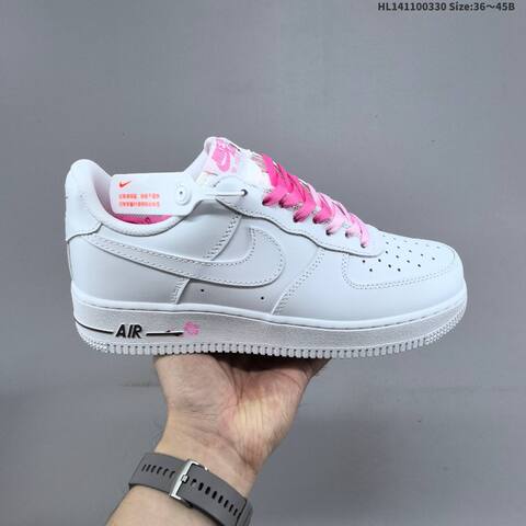 Nike Air Force 1 Low Triple Black White Pink EU 36-45 Sneaker - Unisex (BS-61026)