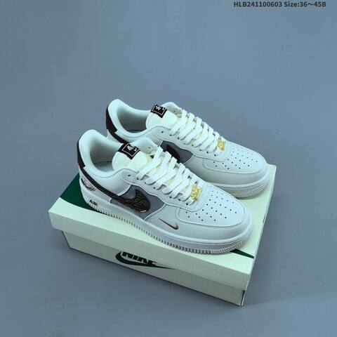 Nike Air Force 1 07 Low Grey Black White Gold EU 36-45 Sneaker - Unisex (BS-59991)