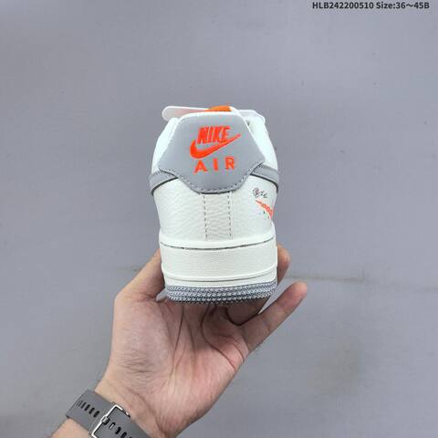 Nike Air Force 1 07 LV8 NH0601-605 Light Beige Grey Orange Red EU 36-45 Sneaker - Unisex (BS-60425)