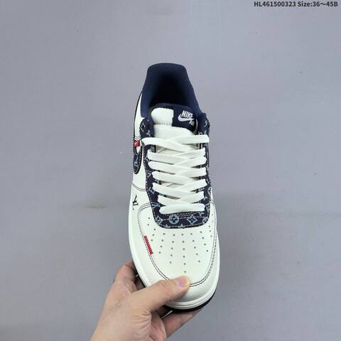 Nike Air Force 1 07 LV8 Off White Navy Blue Red EU 36-45 Sneaker - Unisex (BS-61176)