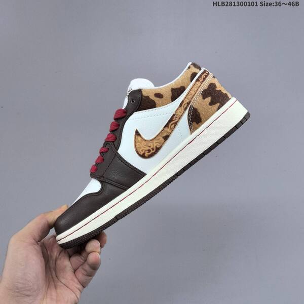 Nike Air Jordan 1 Low white/brown/red leopard print 36~46 lifestyle