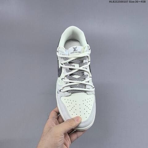 Nike SB Dunk Low Louis Vuitton Custom Off White Light Gray Dark Gray EU 36-45 Skate Shoe - Unisex (BS-62168)