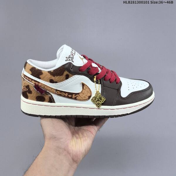 Nike Air Jordan 1 Low white/brown/red leopard print 36~46 lifestyle