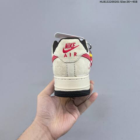 Nike Air Force 1 07 LV8 Beige Black Red EU 36-45 Sneaker - Unisex (BS-61592)