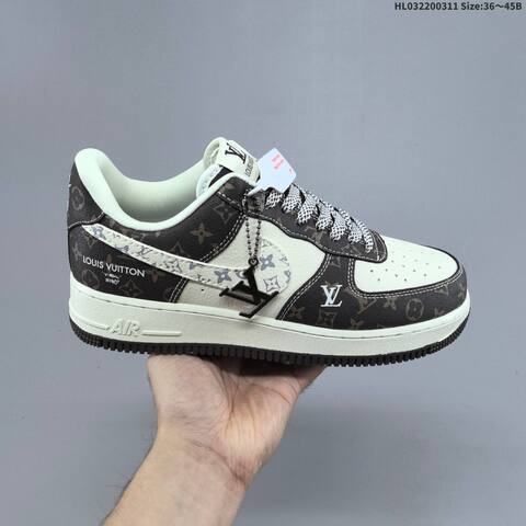 Nike Air Force 1 07 LV8 Black White Yellow Brown EU 36 45 Sneaker EU 36-45 - Unisex (BS-61383)