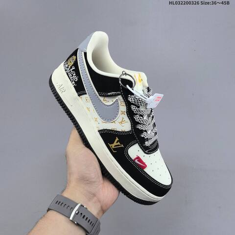 Nike Air Force 1 07 LV8 Black White Grey Gold EU 36-45 Sneaker - Unisex (BS-61118)
