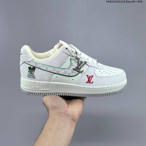 Nike Air Force 1 07 Low Light Grey Cream Green Red EU 36-45 Sneaker - Unisex (BS-62490)