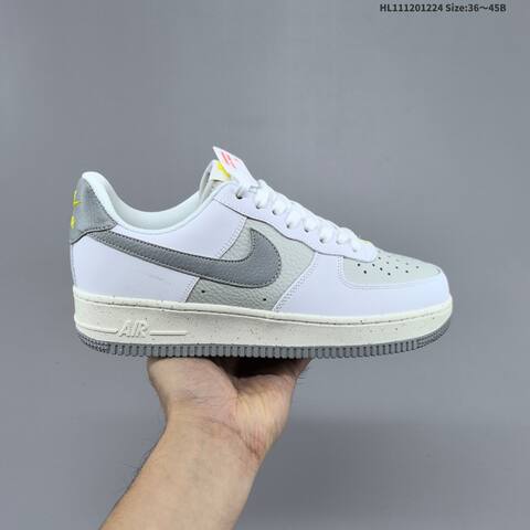 Nike Air Force 1 07 White Light Grey Sail Yellow EU 36-45 Sneaker - Unisex (BS-62489)