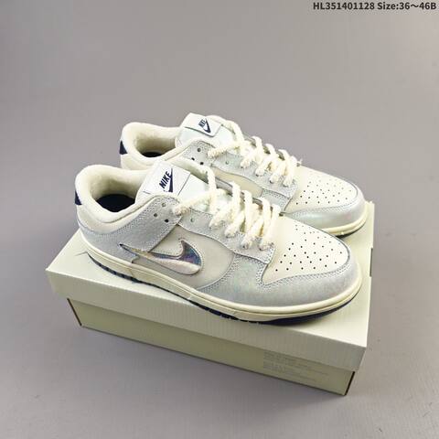 Nike SB Dunk Low Pro Cream Iridescent Navy White EU 36-46 Skate Shoe - Unisex (BS-62980)