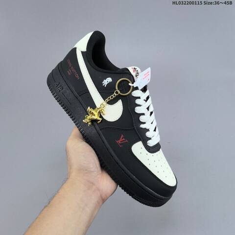 Nike Air Force 1 07 LV8 Black White Iridescent Silver EU 36-45 Sneaker - Unisex (BS-61981)