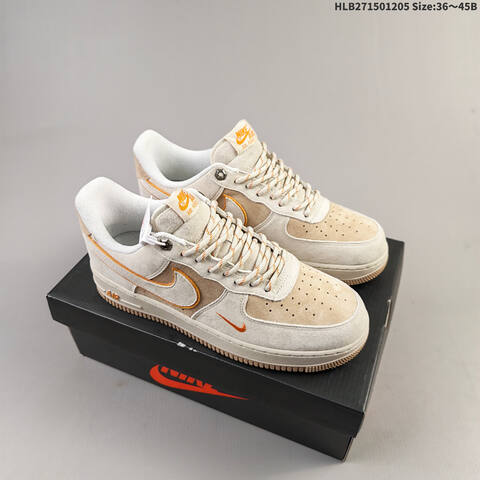 Nike Air Force 1 07 Light Beige Orange White EU 36-45 Sneaker - Unisex (BS-62826)
