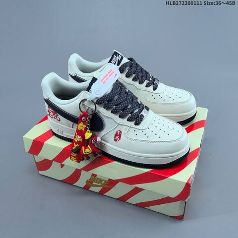 Nike Air Force 1 07 LV8 MZ9588-821 Off White Navy Blue Red EU 36-45 Sneaker - Unisex (BS-62064)