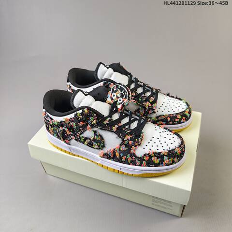 Nike SB Zoom Dunk Low White Black Multicolor Yellow EU 36-45 Skate Shoe - Unisex (BS-62960)