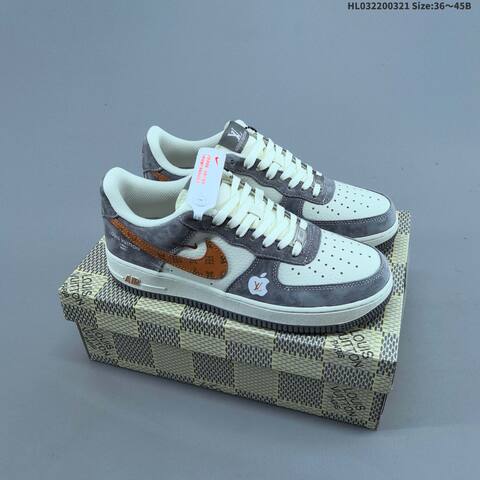 Nike Air Force 1 07 LV8 Off White Grey Dark Grey Orange EU 36-45 Sneaker - Unisex (BS-61211)
