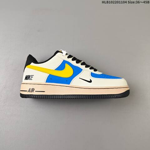 Nike Air Force 1 Low Beige Black Blue Yellow EU 36-45 Sneaker - Unisex (BS-63897)
