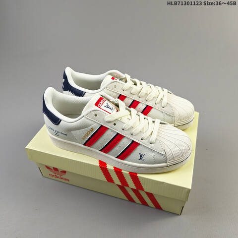 Adidas Superstar DIY Off White Red Navy Blue EU 36-45 Skate Shoe - Unisex (BS-65516)