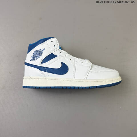 Air Jordan 1 Mid White Blue AIR JORDAN 1 Aj1 1 Swo Lifestyle (BS-67839)
