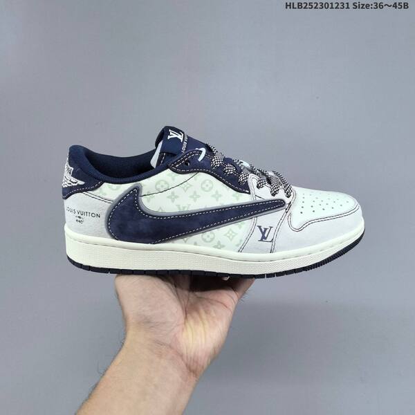 Nike Air Jordan 1 white/navy blue/grey with monogram print EU 36-45 lifestyle