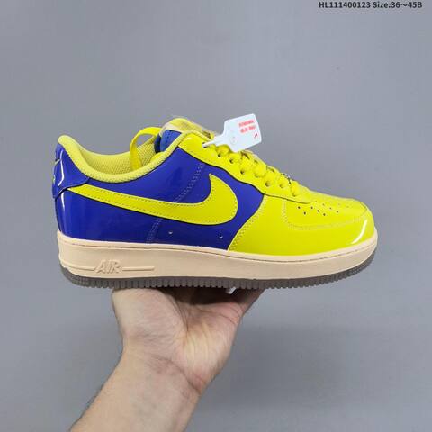 Nike Air Force 1 07 Neon Yellow Royal Blue Cream White EU 36-45 Sneaker - Unisex (BS-61804)