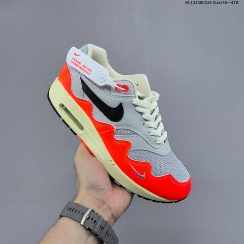 Nike Air Max 1 Grey White Bright Orange Cream Black EU 36-47 Sneaker - Unisex (BS-60127)