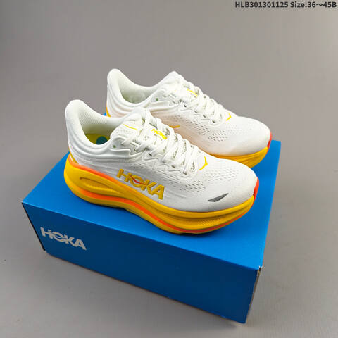 HOKA Bondi 9 White Black Orange Navy EU 36-45 Running Shoe Running Sneakers - Unisex (BS-69448)