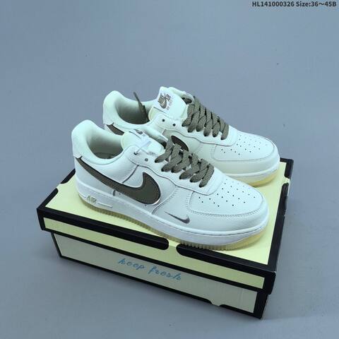 Nike Air Force 1 Low Off White Olive Green Silver Pale Yellow EU 36-45 Sneaker - Unisex (BS-61127)