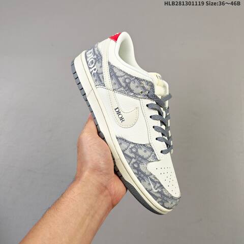 Nike Dunk Low Off White Grey Red EU 36-46 Skate Shoe - Unisex (BS-63433)