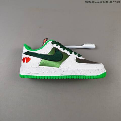 Nike Air Force 1 Low White Dark Green Bright Green Orange EU 36-45 Sneaker - Unisex (BS-62791)