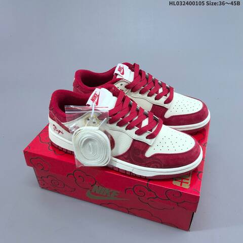 Nike Dunk Low Black White Red EU 36-45 Skate Shoe - Unisex (BS-62232)