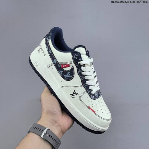 Nike Air Force 1 07 LV8 Off White Navy Blue Red EU 36-45 Sneaker - Unisex (BS-61176)